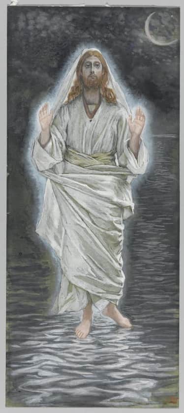 Jesus walks upon the sea, a sign of his divine authority