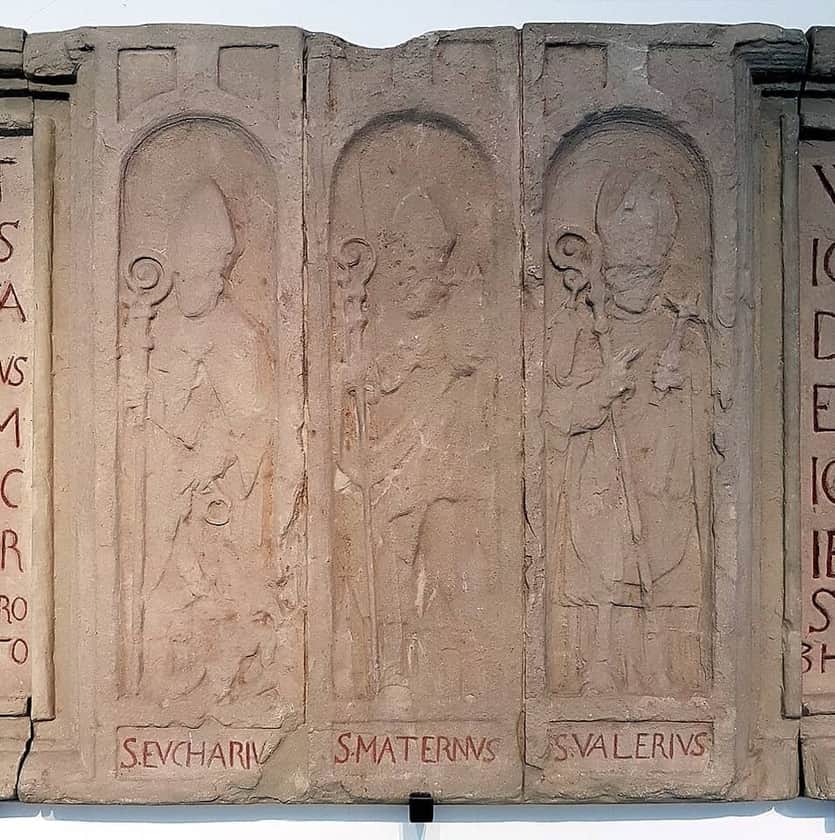Saint Valerius of Trier at right beside Saints Eucharius and Maternus