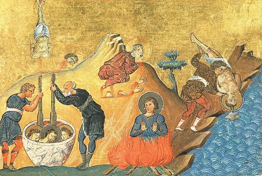 The Corinthian martyrs Victorinus and companions in the Menologion of Basil II