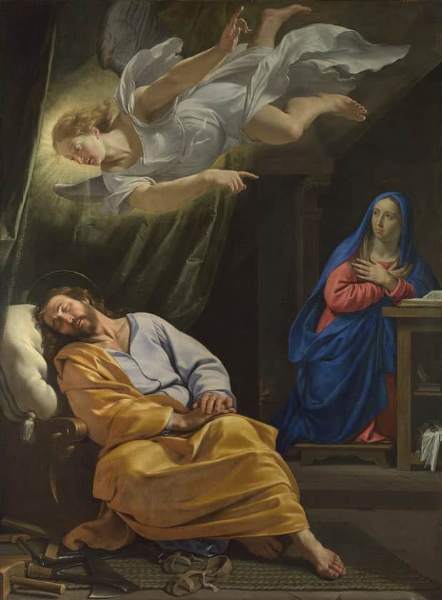 The angel appears to Saint Joseph in a dream