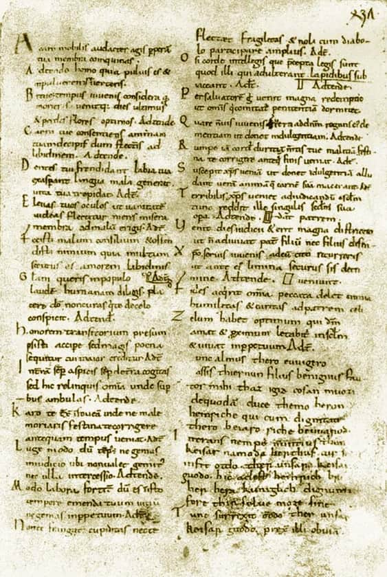 A medieval manuscript page preserved for textual study