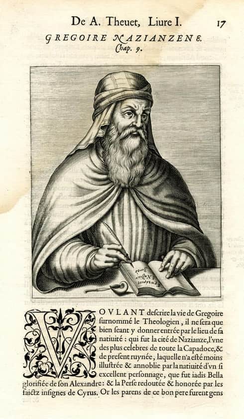Saint Gregory of Nazianzus writing at a desk