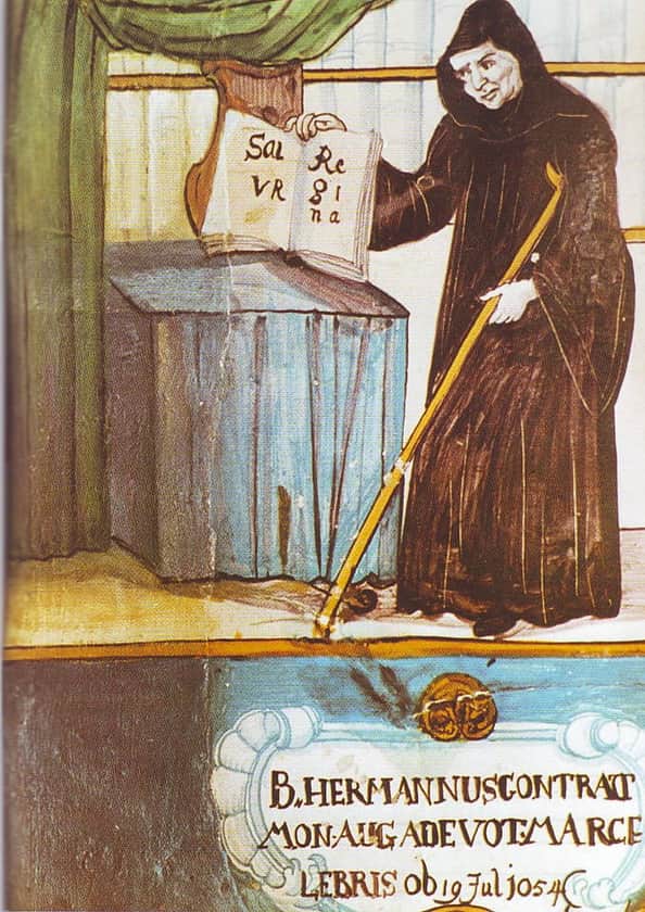 Blessed Hermann of Reichenau represented in painted tilework
