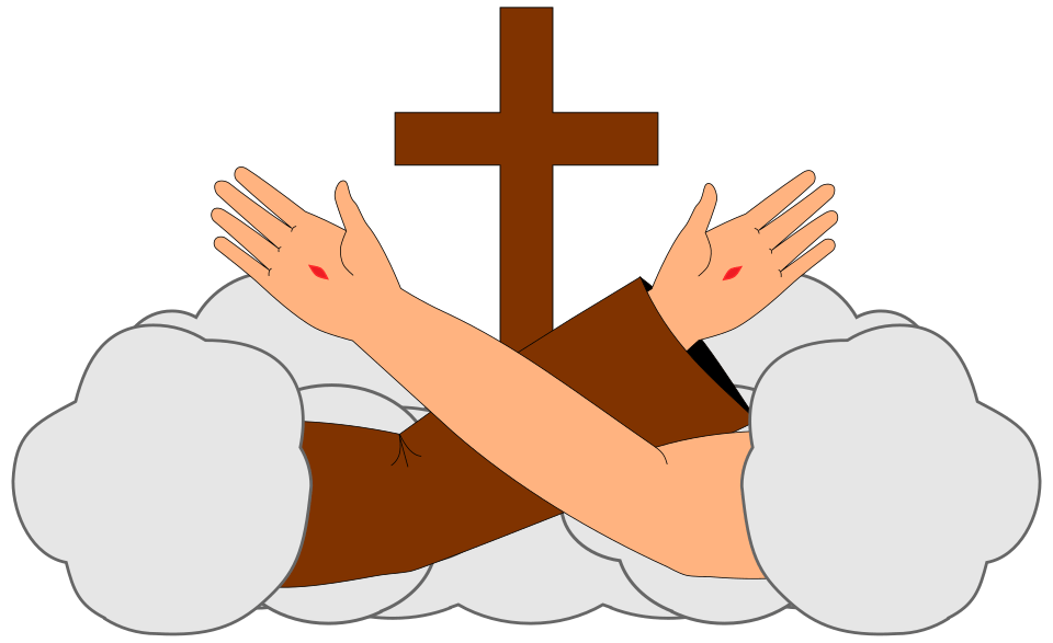 The crossed arms of Christ and Saint Francis, an emblem of the Franciscan family