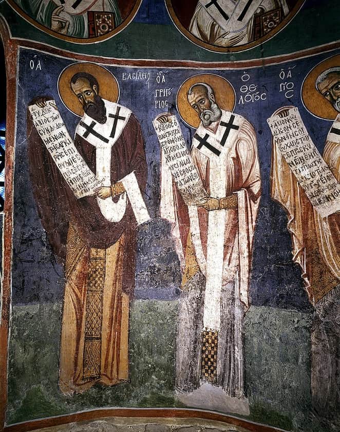 Saints Basil the Great and Gregory the Theologian at Panagia tou Arakos, Cyprus