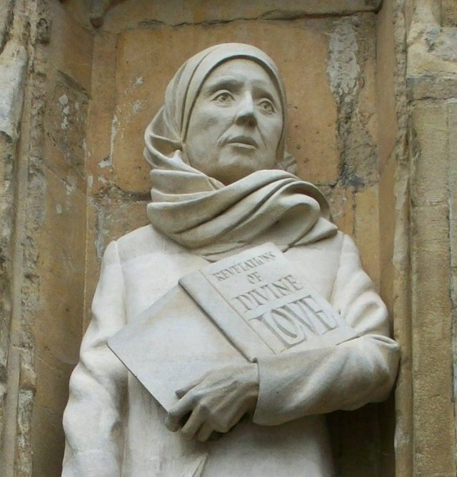 A statue of Julian of Norwich at Norwich Cathedral